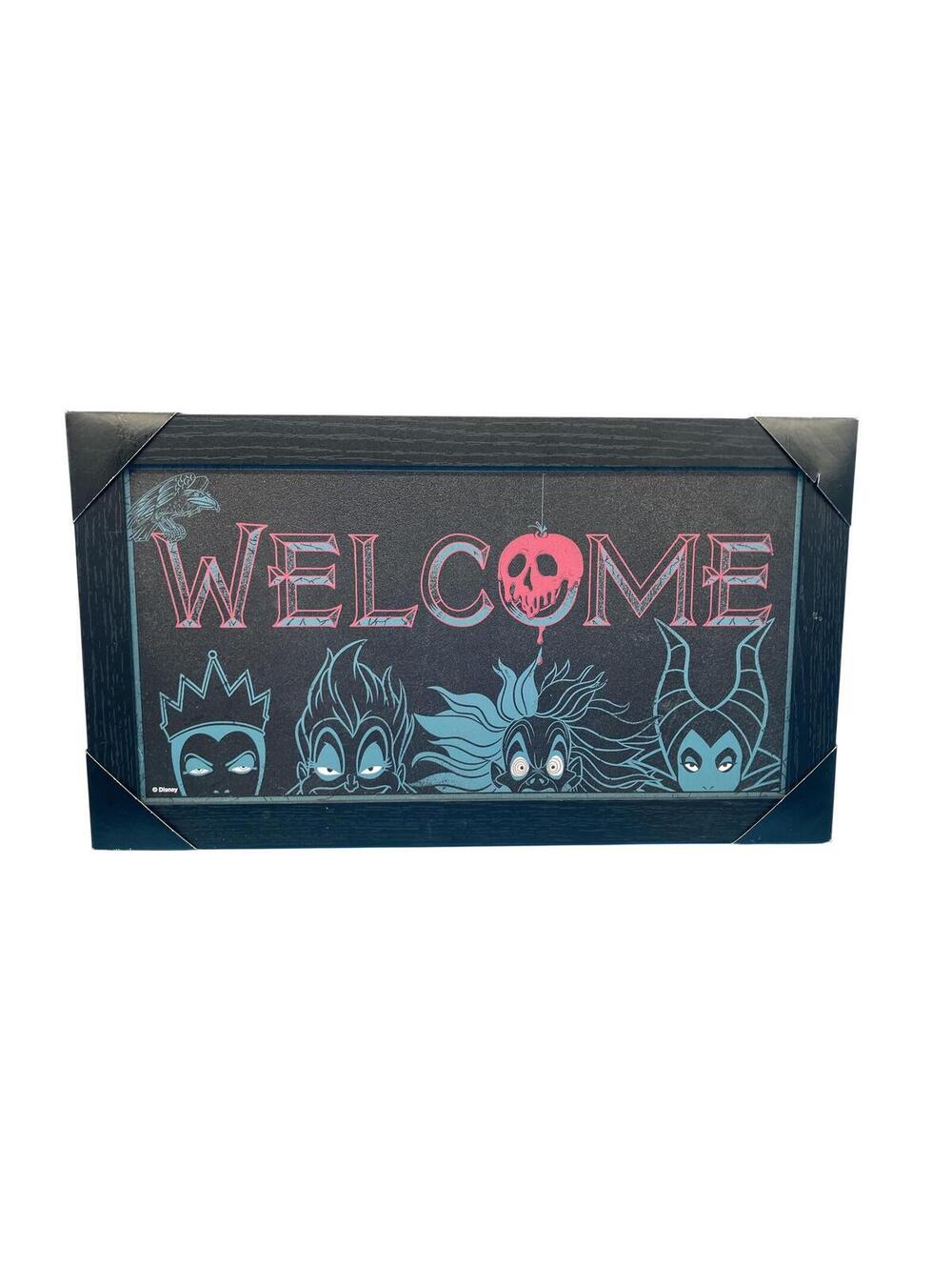 Disney Villains Welcome Wall Sign Black MDF Large Halloween Home Decor Indoor